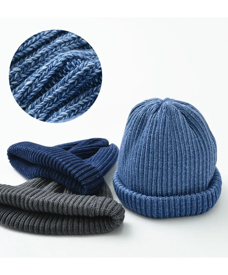Hats^ROTOTO / Indigo Cotton Roll Up Beanie