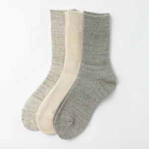 Socks^ROTOTO / R1427 Organic Daily 3 Pack Ribbed Crew Socks
