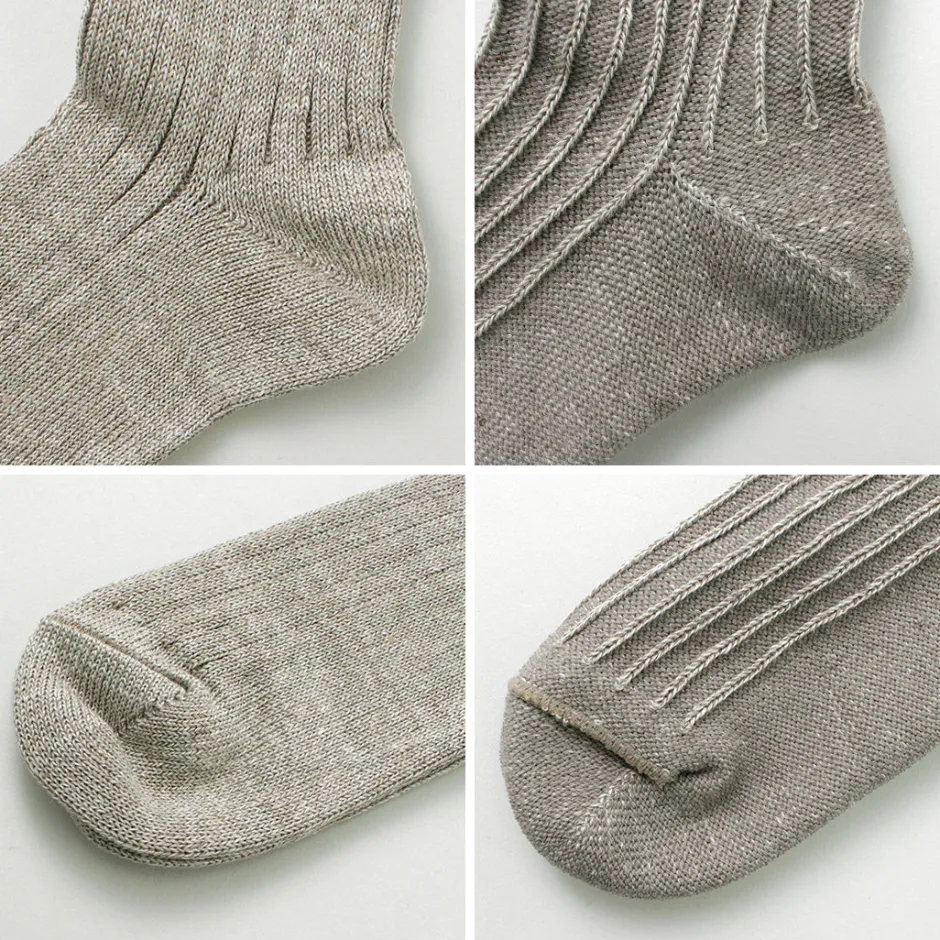 Socks^ROTOTO / R1462 Short linen cotton ribbed socks