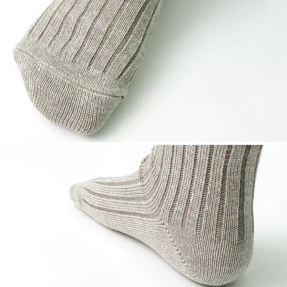 Socks^ROTOTO / R1462 Short linen cotton ribbed socks