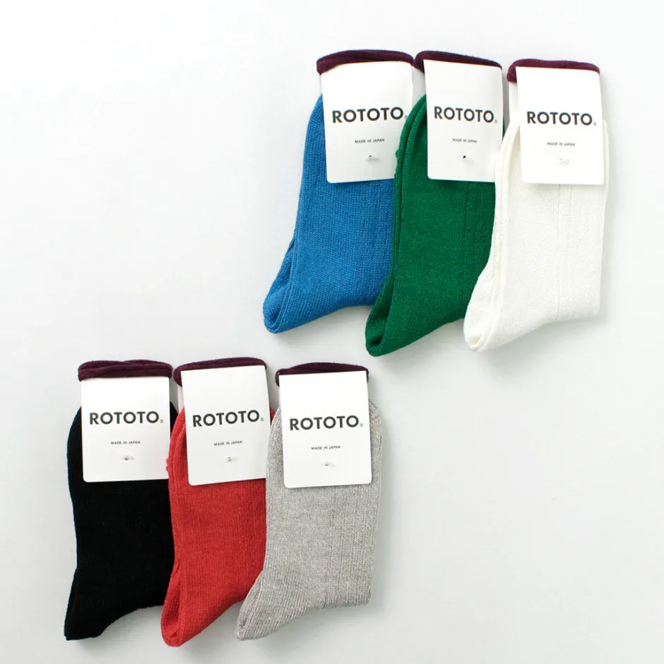 Socks^ROTOTO / R1462 Short linen cotton ribbed socks