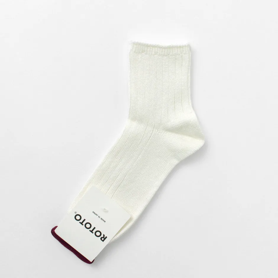 Socks^ROTOTO / R1462 Short linen cotton ribbed socks