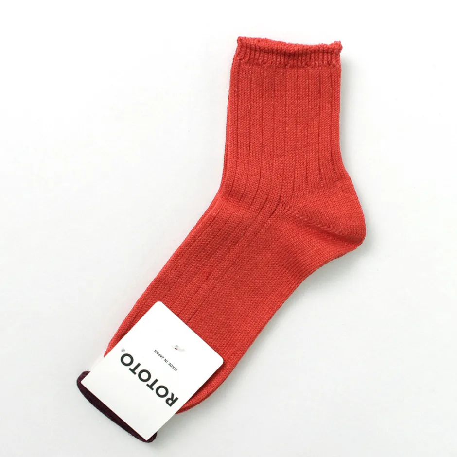 Socks^ROTOTO / R1462 Short linen cotton ribbed socks