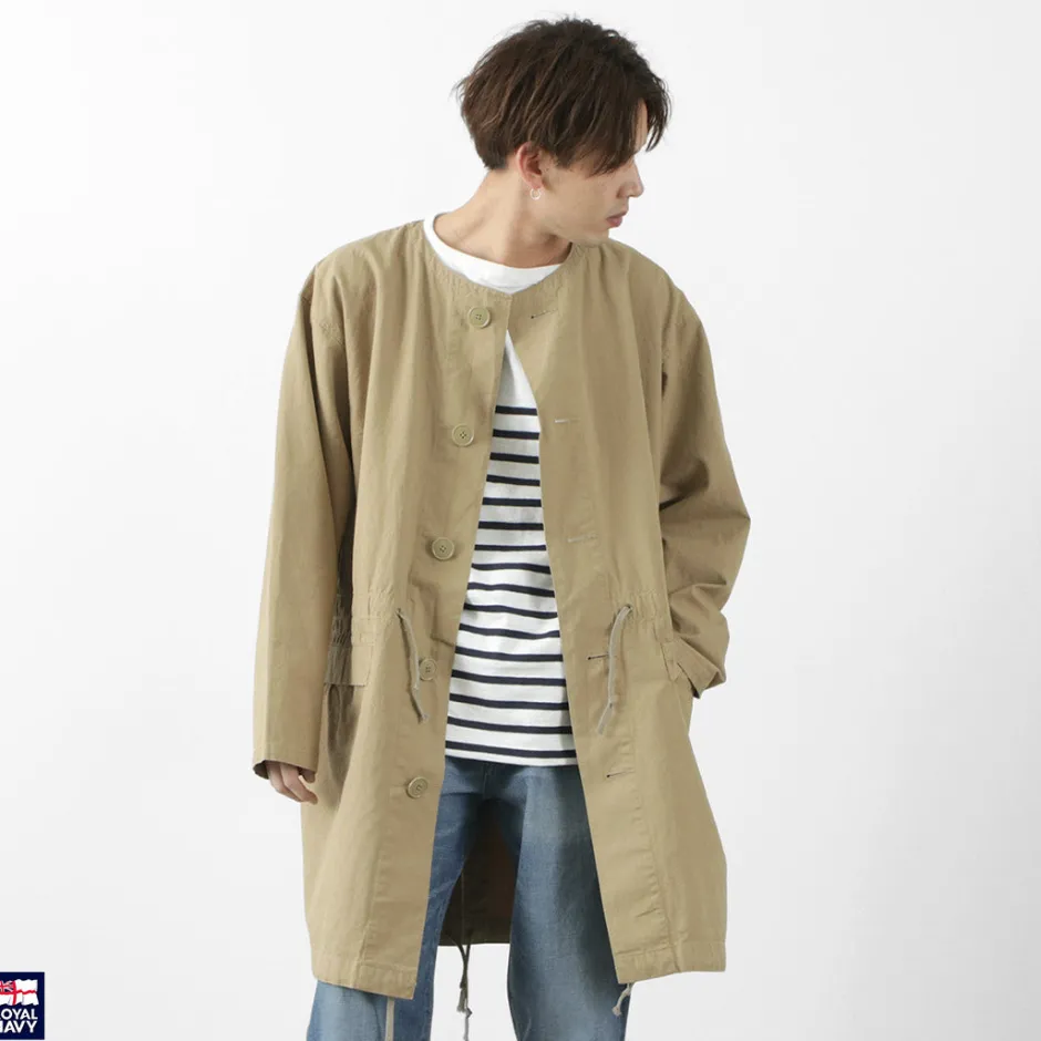 Coats^ROYAL NAVY / Snow camo collarless overcoat