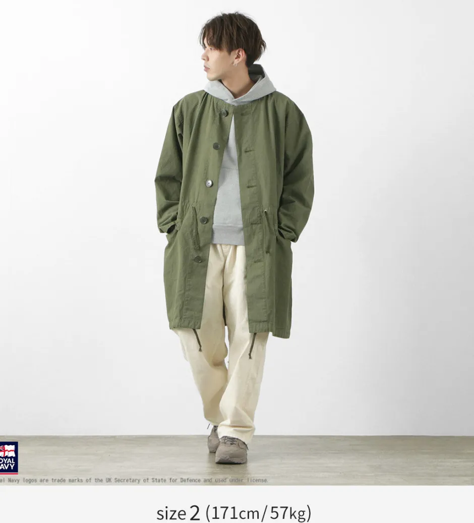 Coats^ROYAL NAVY / Snow camo collarless overcoat