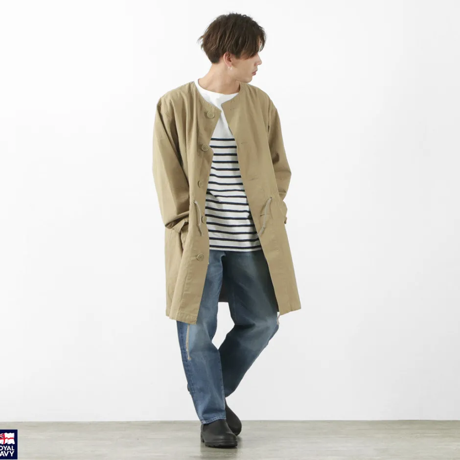 Coats^ROYAL NAVY / Snow camo collarless overcoat