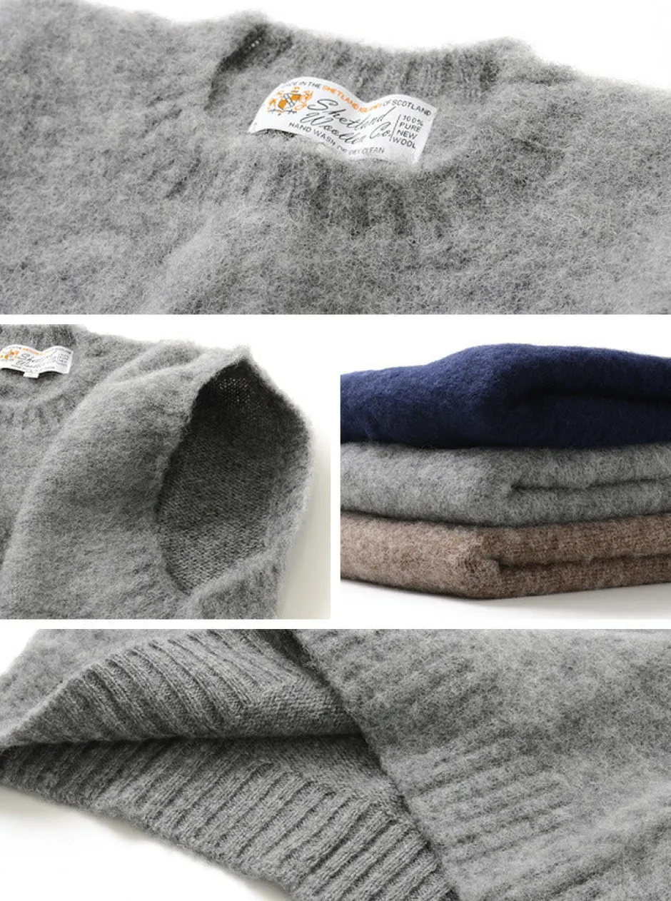 Knits^SHETLANDWOOLLENCO / Plain Shaggy Dog Crew Neck Knits Vest