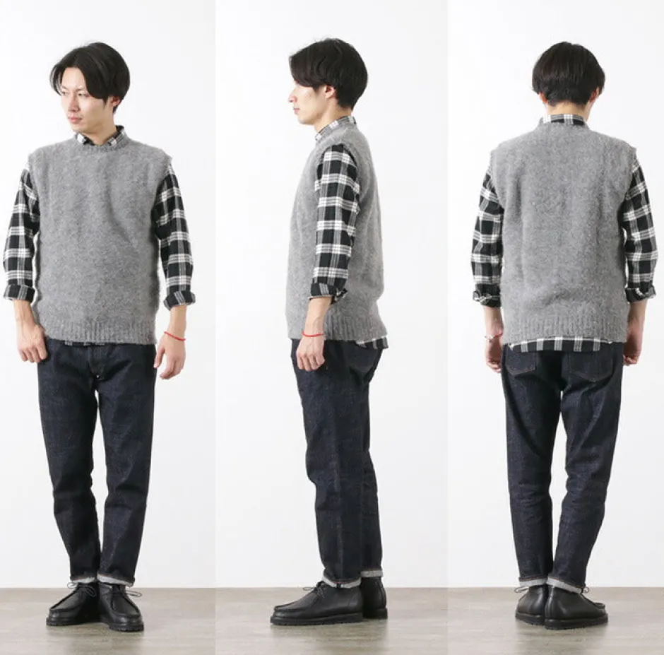 Knits^SHETLANDWOOLLENCO / Plain Shaggy Dog Crew Neck Knits Vest