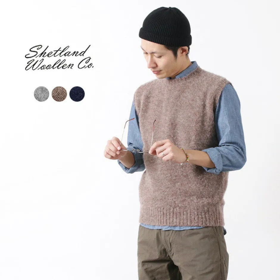 Knits^SHETLANDWOOLLENCO / Plain Shaggy Dog Crew Neck Knits Vest