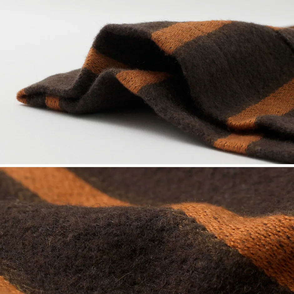 Coats^SLOW HANDS / Old School Stripe Loose Fit Coverall Coat dark-brown
