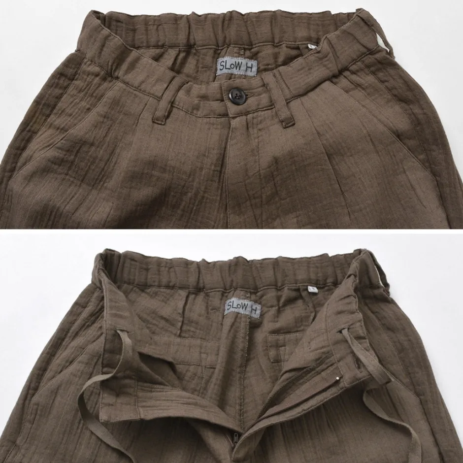 Trousers^SLOW HANDS / Triple gauze tuck work trousers