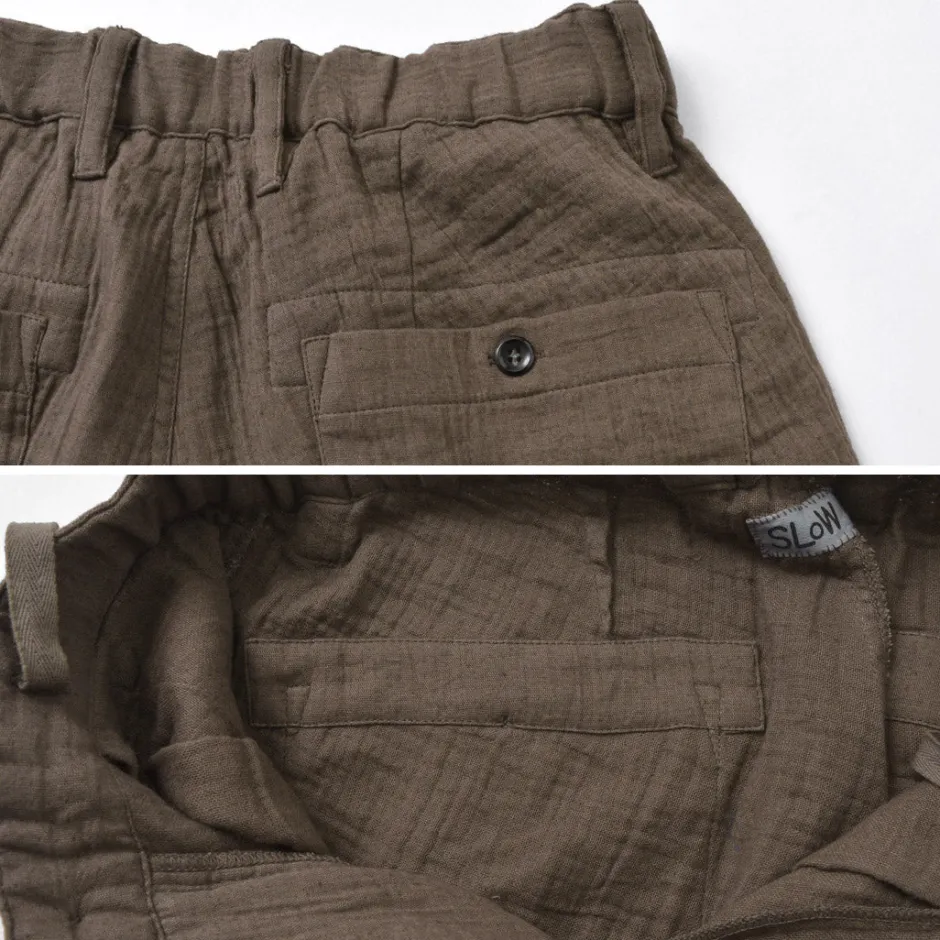 Trousers^SLOW HANDS / Triple gauze tuck work trousers