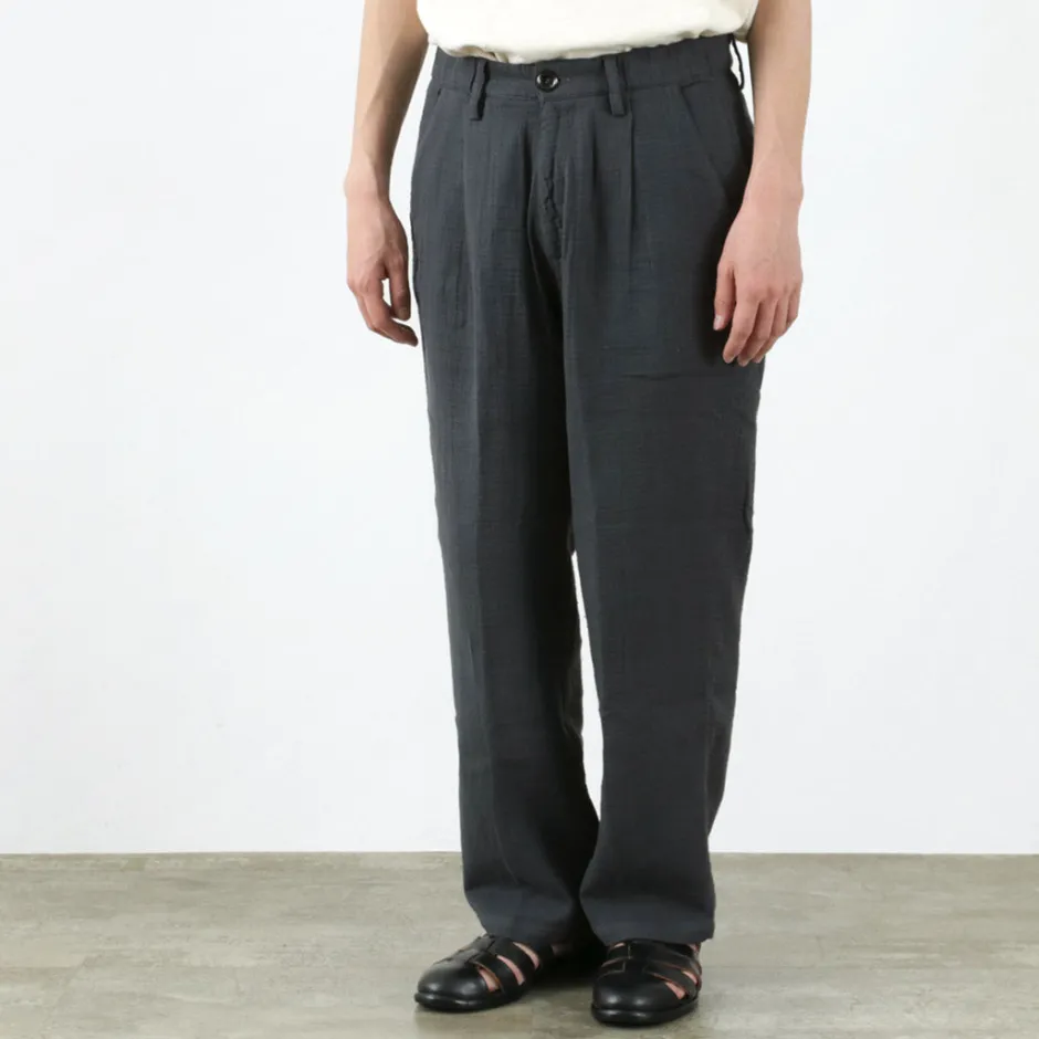 Trousers^SLOW HANDS / Triple gauze tuck work trousers