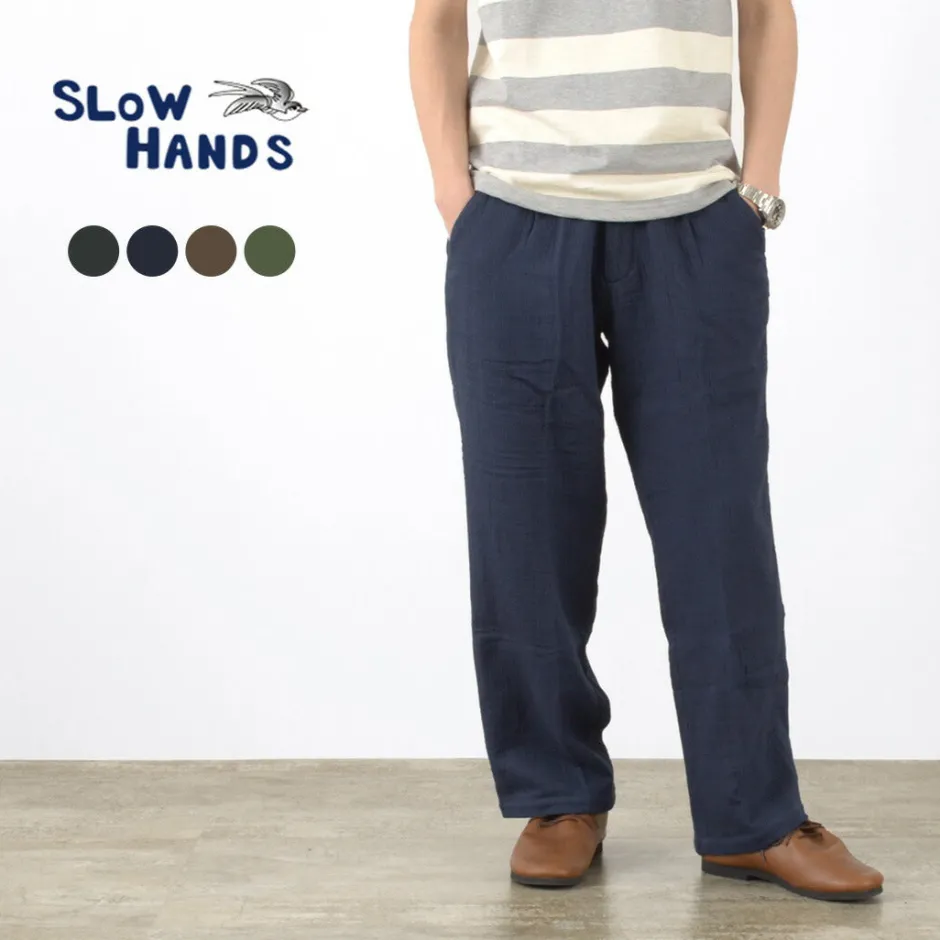 Trousers^SLOW HANDS / Triple gauze tuck work trousers