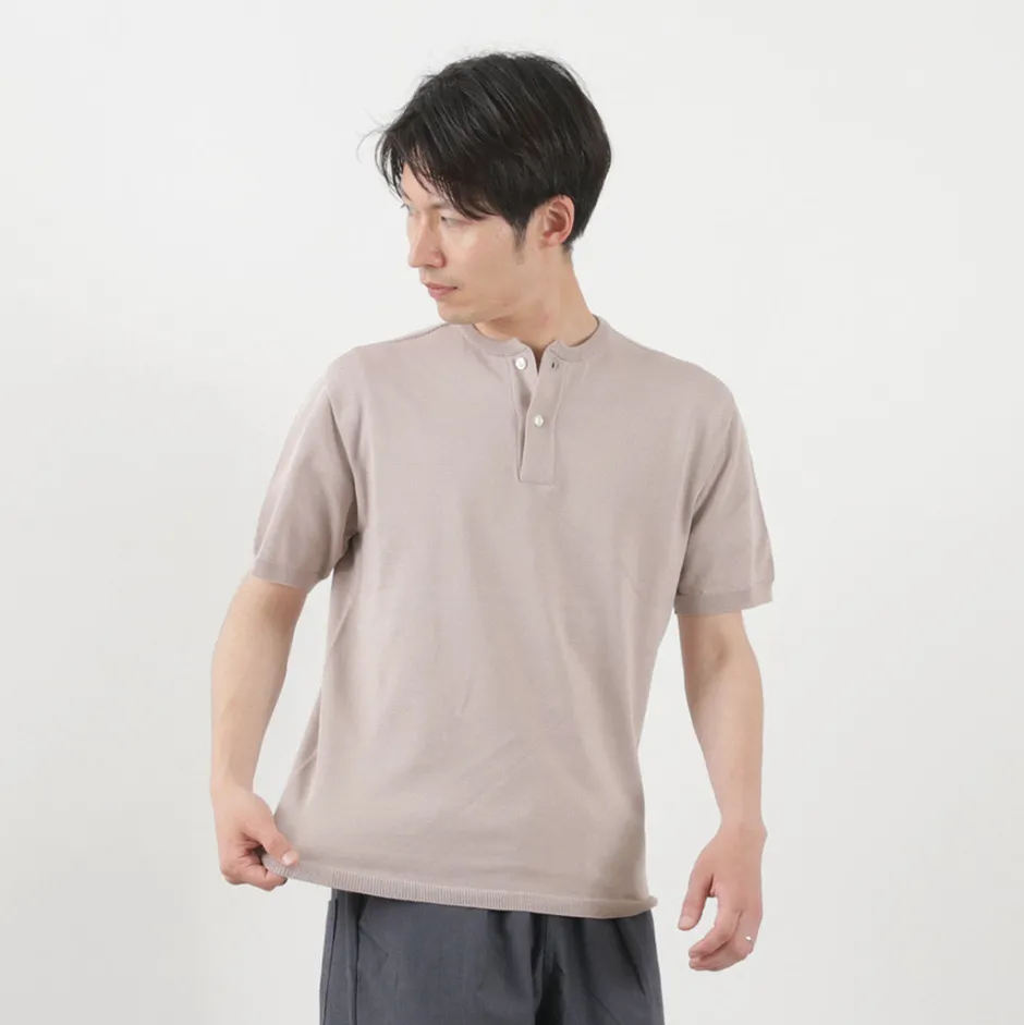 T-Shirts^SOGLIA / Cotton Fitted Seamless Henry Neck Knit Tee