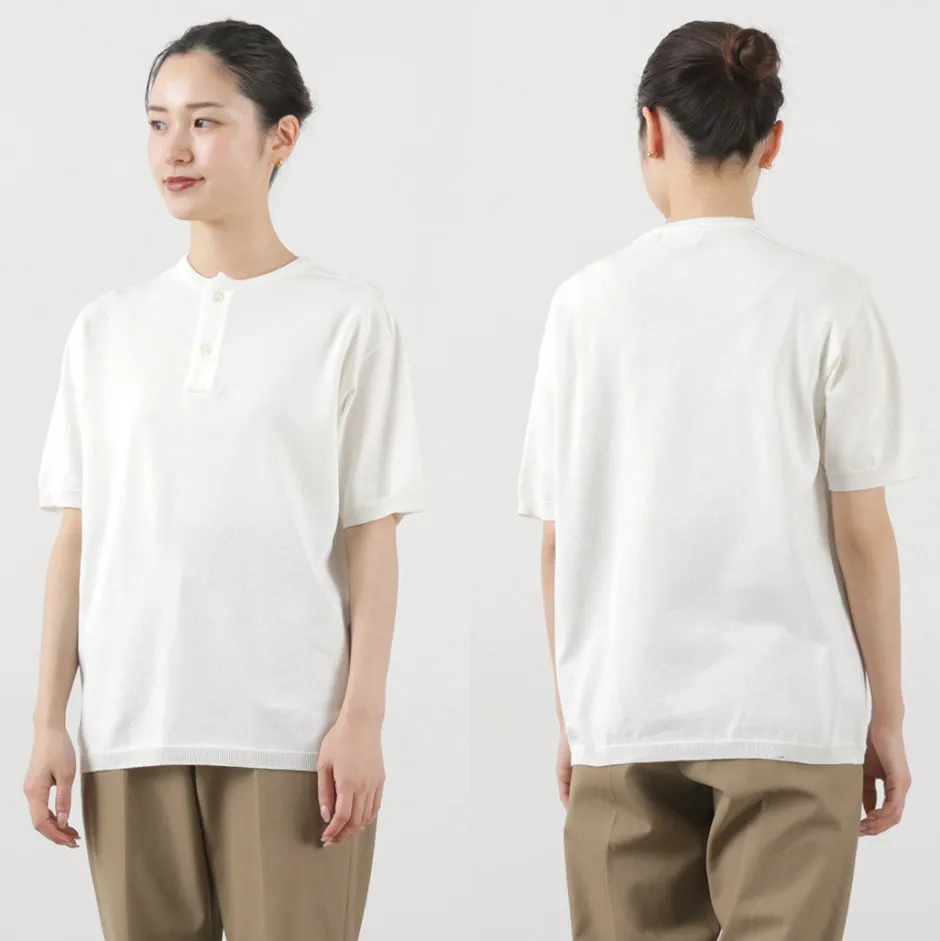 T-Shirts^SOGLIA / Cotton Fitted Seamless Henry Neck Knit Tee