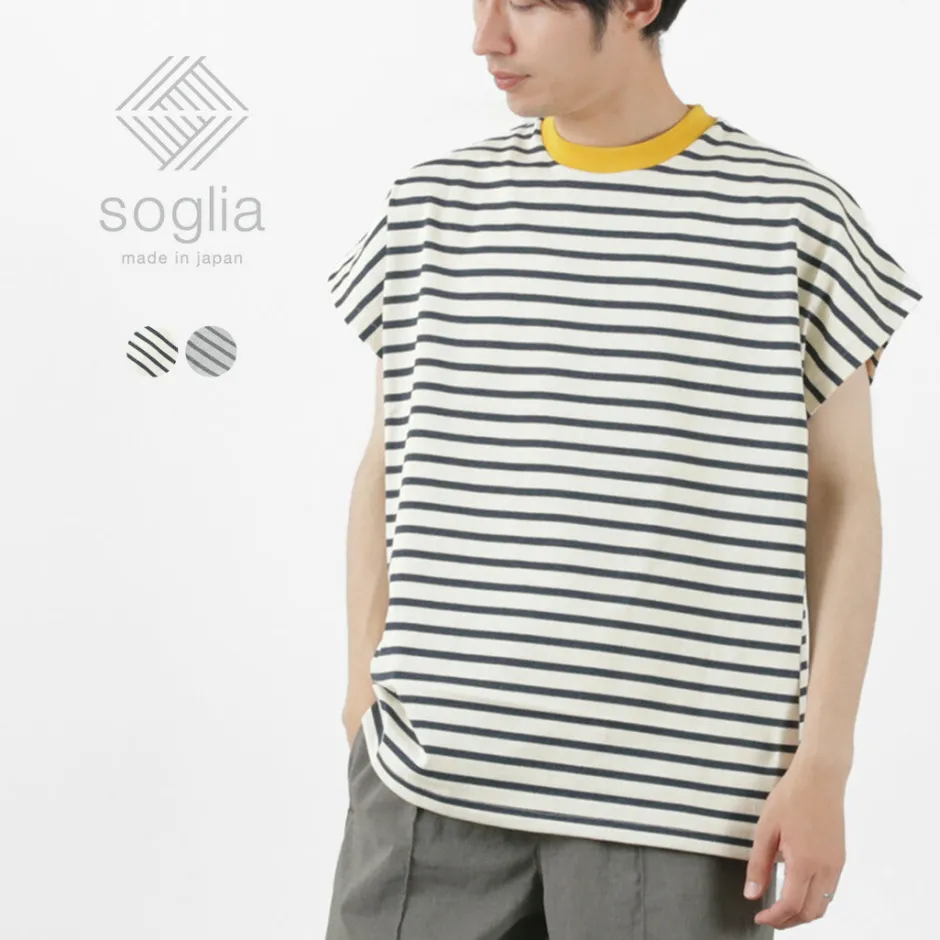 T-Shirts^SOGLIA / Open End French Sleeve T-Shirt Striped