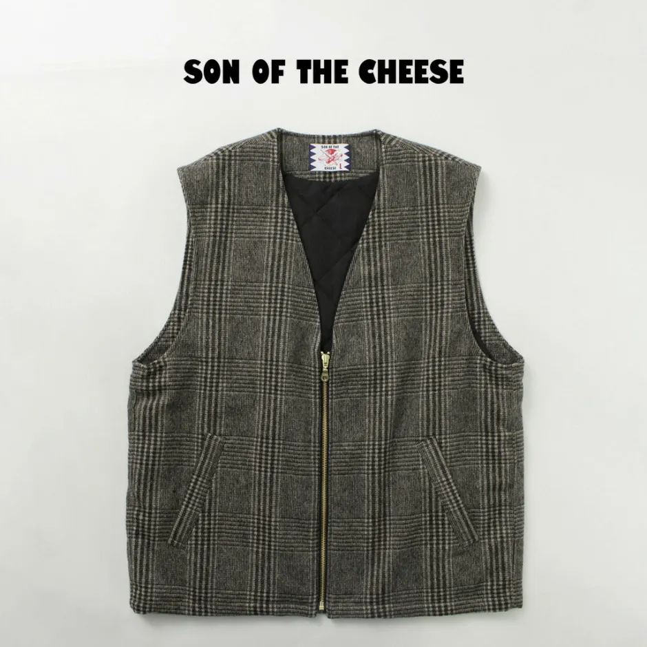 Vests^SON OF THE CHEESE / Check Wool Vest black