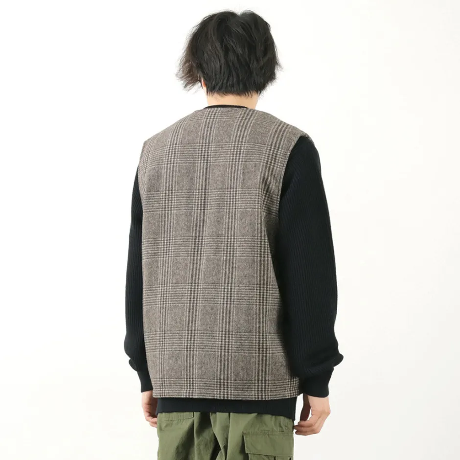Vests^SON OF THE CHEESE / Check Wool Vest black