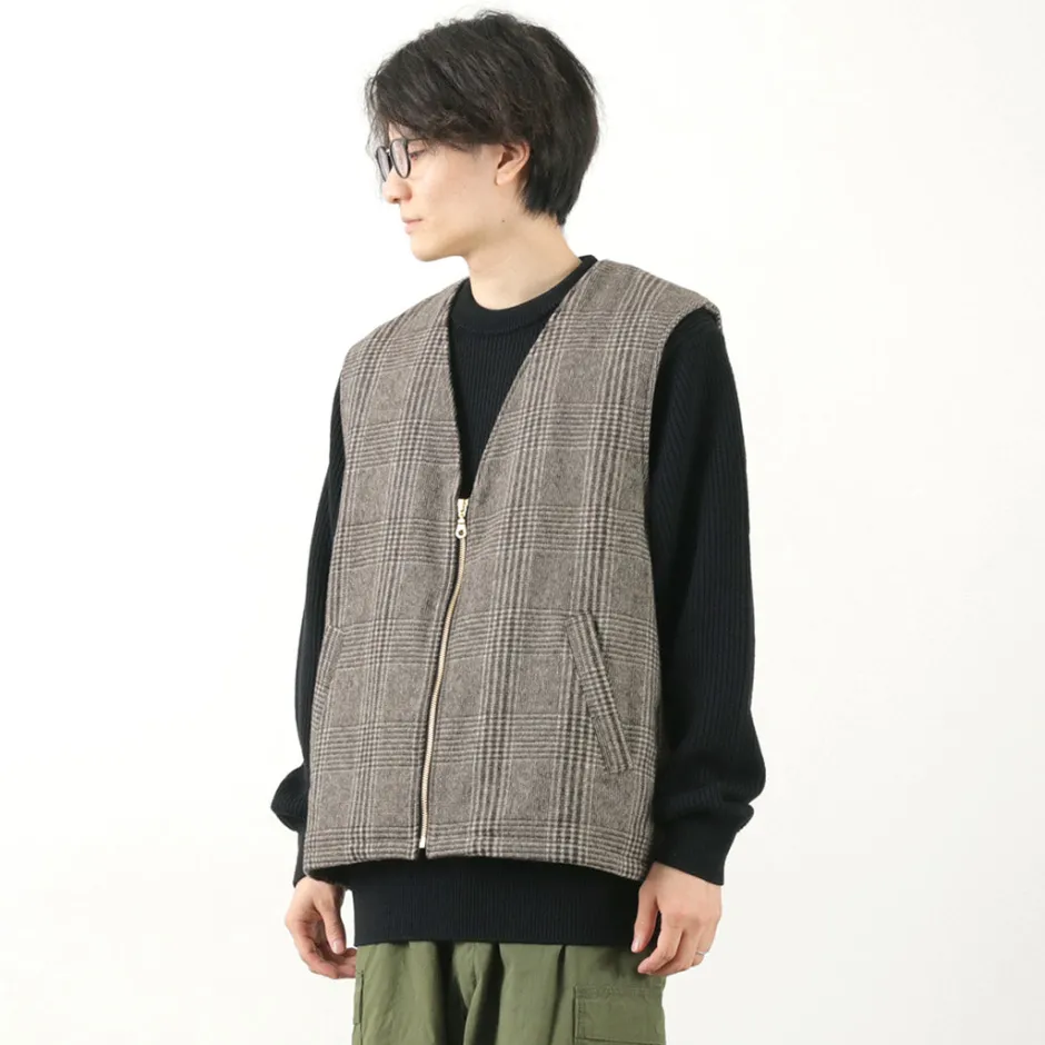 Vests^SON OF THE CHEESE / Check Wool Vest black