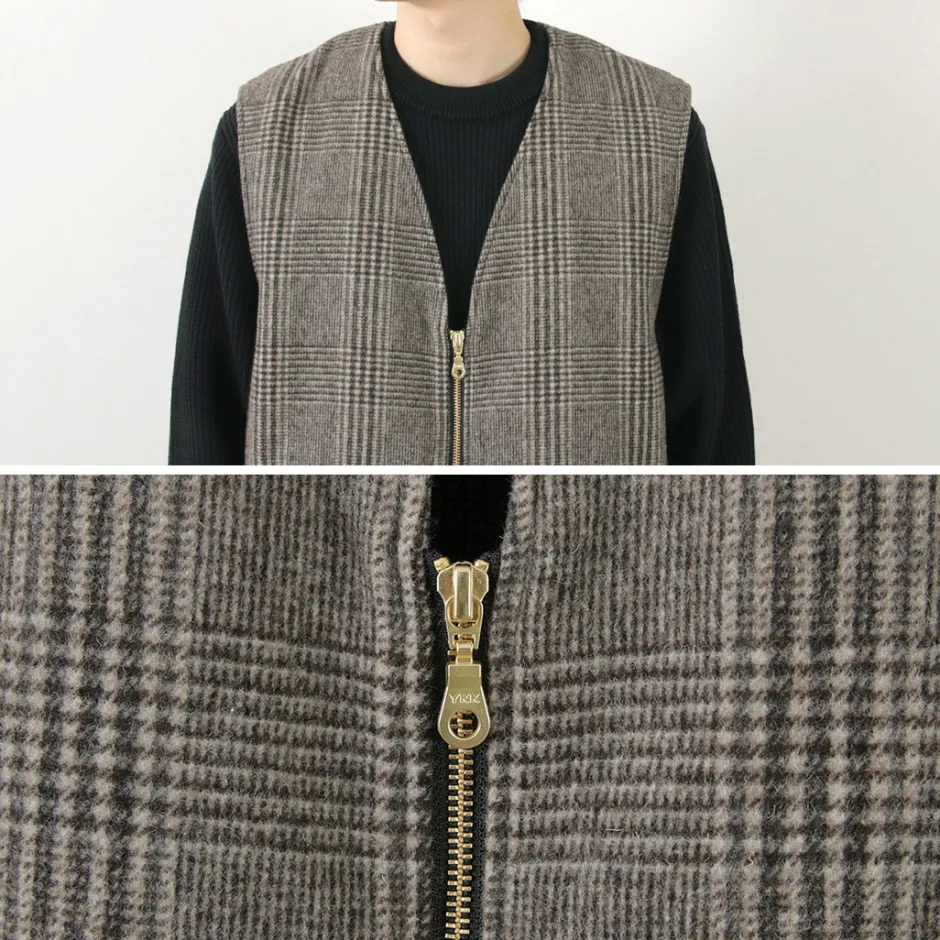 Vests^SON OF THE CHEESE / Check Wool Vest black