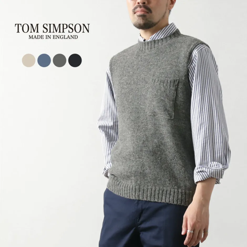 Knits^TOM SIMPSON / Crew Neck Pocket Knit Vest