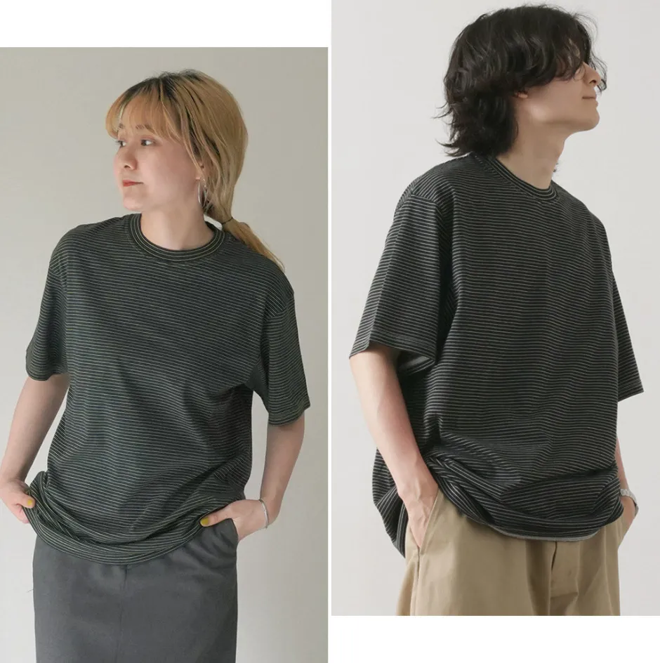 T-Shirts^YONETOMI NEW BASIC / Garment Dye Striped T-Shirt