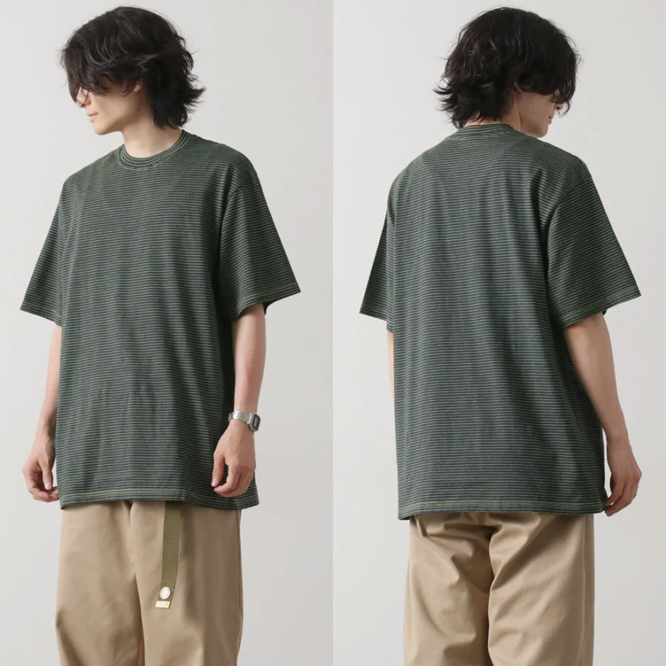 T-Shirts^YONETOMI NEW BASIC / Garment Dye Striped T-Shirt