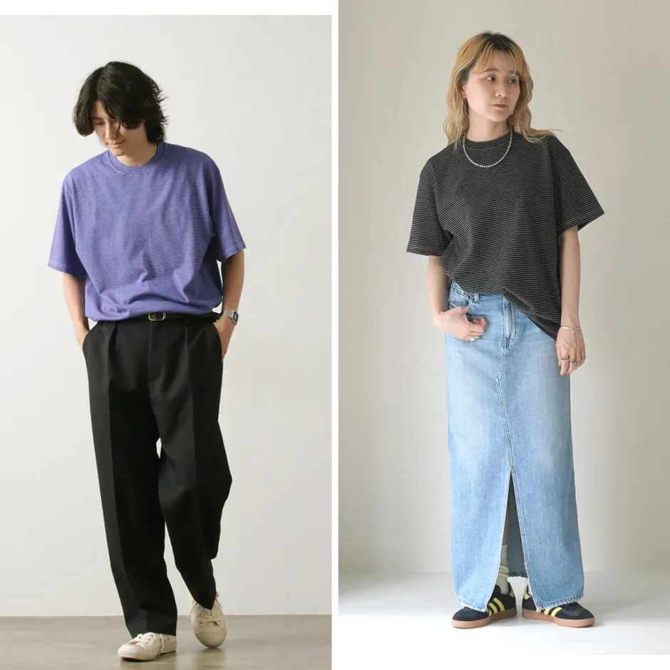 T-Shirts^YONETOMI NEW BASIC / Garment Dye Striped T-Shirt