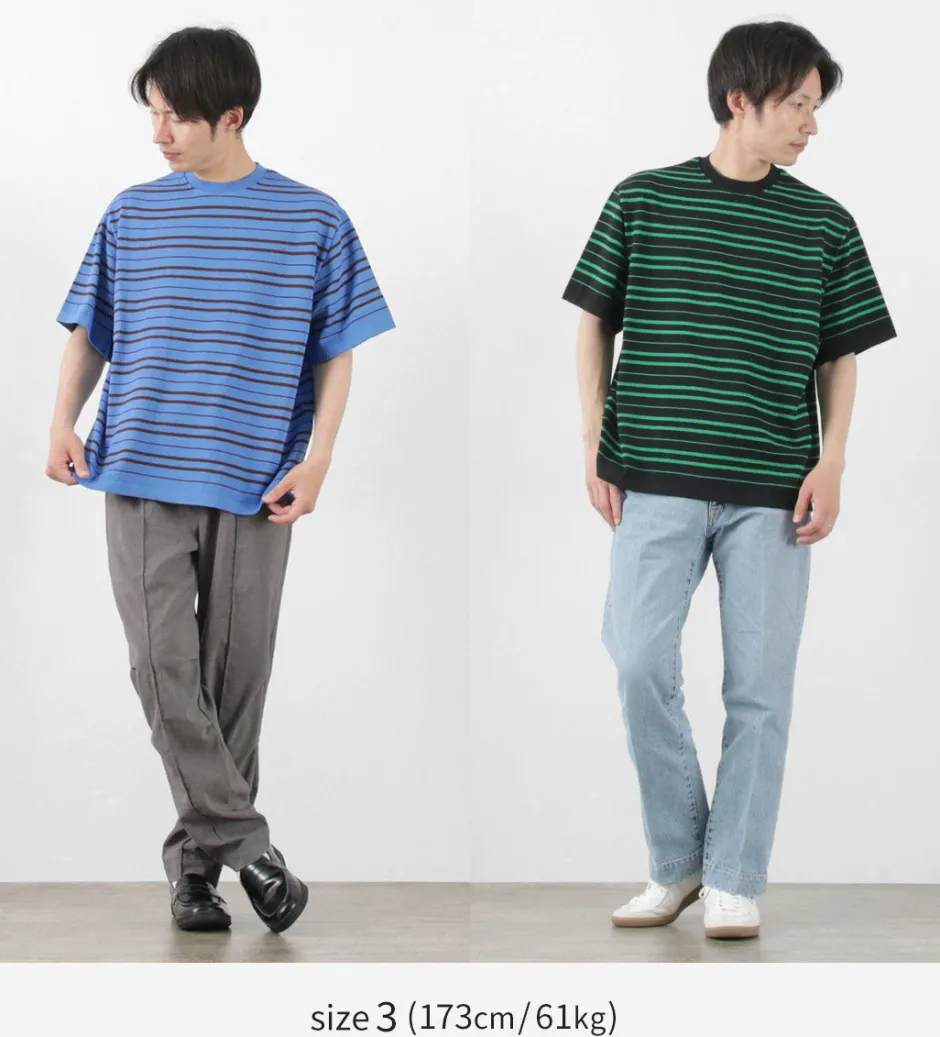 T-Shirts^YONETOMI NEW BASIC / Light Wave Cotton Knitted Pullover T-shirt