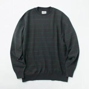 Knits^YONETOMI NEW BASIC / Wave Cotton Knit Pullover Striped
