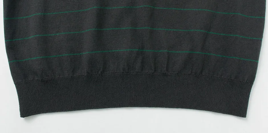 Knits^YONETOMI NEW BASIC / Wave Cotton Knit Pullover Striped