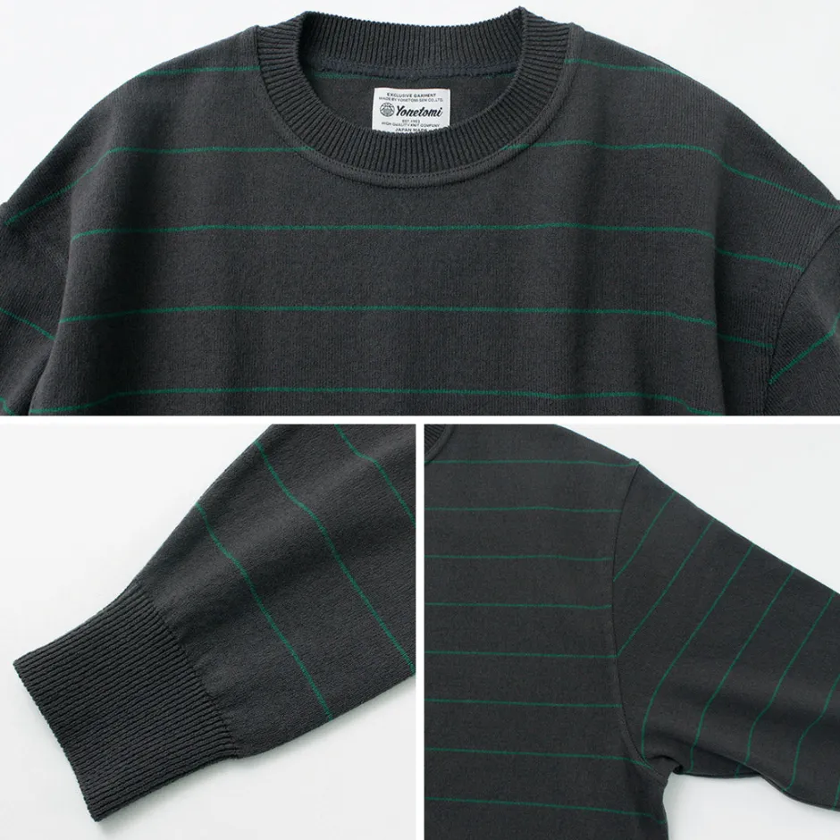 Knits^YONETOMI NEW BASIC / Wave Cotton Knit Pullover Striped